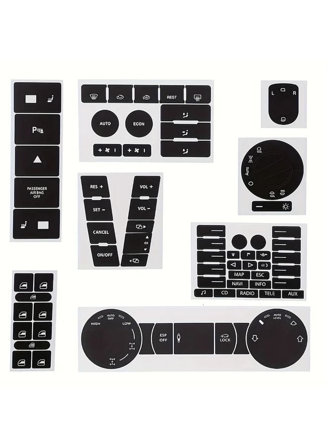 Volkswagen Touareg 7I 2004 2009 Central Console Button Stickers Repair Kit 1 Set Scratch Proof - Image 1